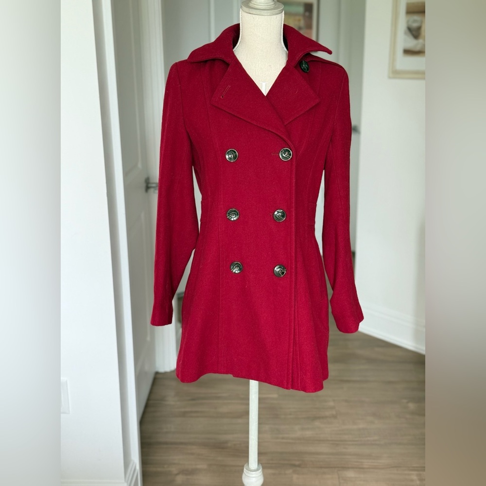 Preston & York Scarlet Double-Breasted Pea Coat